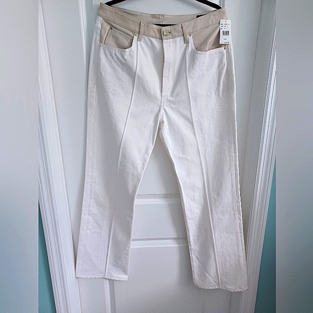 Goldsign Martin‎ Bone Denim with Lamb's Leather Trim  Size 31  NWT